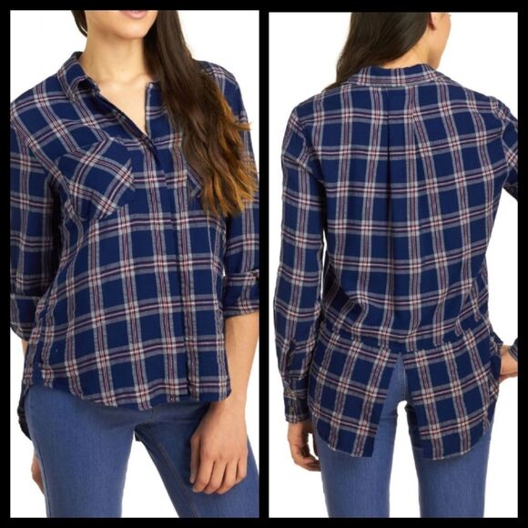 JACHS Girlfriend Plaid Button Down Long Sleeve Shirt Small NWT - Picture 6 of 8
